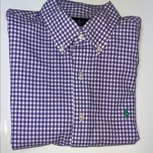 Ralph Lauren Purple and White Gingham Casual Button Down Shirt